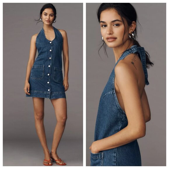 Reformation Brittany Halter Denim Minidress - Picture 2 of 3
